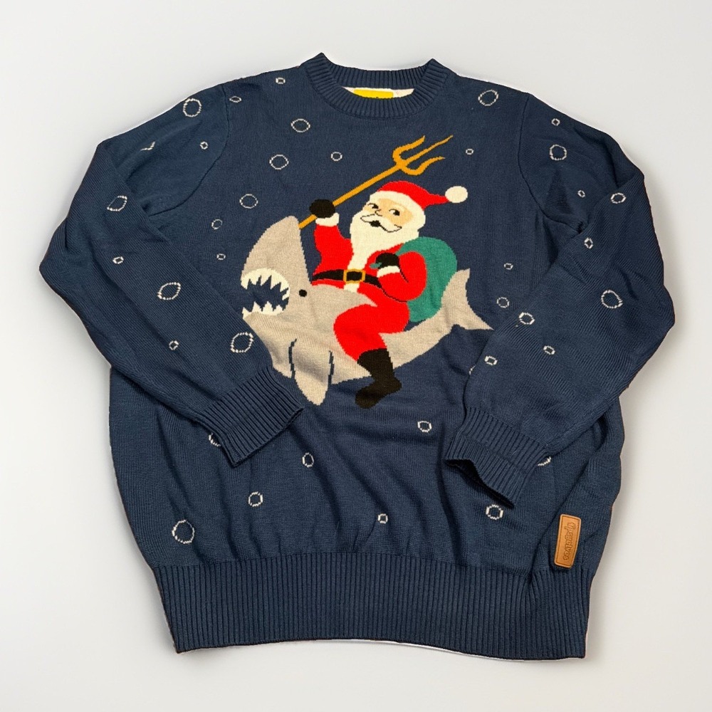 Tipsy Elves Ugly Xmas Sweater Aquaman Santa Riding Shark Size XXL Holiday